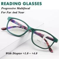 ราคา 3-in-1 Multifocal แว่นตาอ่านหนังสือป้องกันรังสีผู้หญิง Progressive Multi-focus เลนส์ดูไกลและใกล้แว่นตาผู้สูงอายุที่มีองศา + 1.0 + 1.5 + 2.0 ถึง + 3.5 Anti Blue Ray Eyew (27304435561)