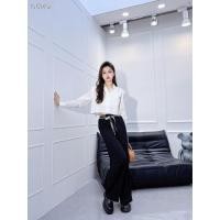 ราคา Dior กางเกง Letter Webbing Drawstring เอวสูงตรงกางเกงขากว้างผู้หญิง (25984066994)