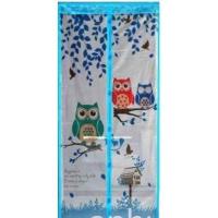 ราคา ผ้าม่านประตูกันยุง ลายนกฮูก สีฟ้า+พร้อมหมุดเทปกาวสองหน้า (1117711168)