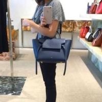 ราคา กระเป๋าสะพายข้างสีน้ำเงิน มือสอง หนังวัวแท้ (5113976995)