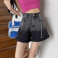 ราคา ♞Gradient Color Denim Shorts For Girls New Style Hong Kong Style Hot Girl High Waist Wide Leg Fashi (24572012647)