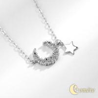 ราคา สร้อยคอ เงินแท้ s925 พร้อมจี้พระจันทร์เสี้ยวประดับเพชรและดาว (11618559996)
