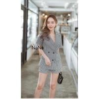 ราคา (s,l) ชุดเข้าเซตผุ้หญิง ชุดทำงาน เสื้อคอปก+กางเกงขาสั้น ลายชิโนริ น่ารักมากๆ งานป้าย nana (12061731924)
