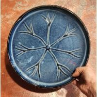 ราคา จานเซรามิคทรงกลม จานสเต๊กใบบัวสีน้ำเงิน(ทรงถาดกลมขนาด 10×1 นิ้ว)(ทรงใบบัว 8×1นิ้ว) (25819429001)