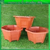 ราคา กระถางต้นไม้ 10 นิ้ว สีอิฐ ทรงหกเหลี่ยม กระถางปลูกผัก กระถางพลาสติก กระถางต้นไม้ กระถางสลัด กระถางดอกไม้ (15003560399)