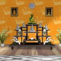 ราคา วอลเปเปอร์ติดผนัง ลายไทย ตกแต่งห้องพระ ลายเรือสุพรรณหงส์ (สีเหลือง) (10503531650)