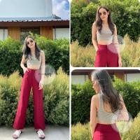 ราคา กางเกงผ้าลินินทรงกระบอก [ใส่โค้ด RAIN5T93Tลดเพิ่ม]กางเกงขายาว เนื้อผ้าลินิน ทรงกระบอก เอวสูง สีแดงเลือดหมู (22620774354)