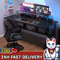 ราคา Luckyพร้อมส่ง โต๊ะทำงาน เกมส์มิ่ง มี2ขนาด100/120cm มาพร้อมชั้นวางใต้โต๊ะ วัสดุไม้อัดMDF มั่นคงแข็งแรง (22387235405)