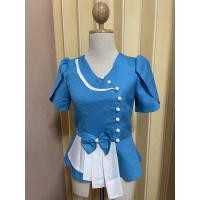 ราคา เสื้อไหมลาว สีฟ้า ขนาดไซร์อก 32 นิ้ว (16664133083)