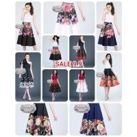 ราคา เซลล์ 9.9 กระโปรงผ้าโฟม 7 ชิ้น ลายดอก เอวสูง มีซิบ (12908199618)