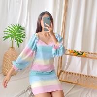 ราคา เดรสลายสีรุ้ง เดรสรุ้ง สีพาลเทล (4168842188)