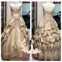 ราคา ชุดราตรี/ชุดแต่งงาน/ชุดออกงาน มือสองสภาพดีมาก สีทอง (2767814544)