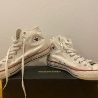 ราคา CONVERSE All Star (มือสอง) สีขาว รองเท้าคอนเวิร์สแท้คลาสสิค หุ้มข้อ (24416522188)