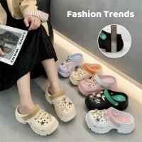 ราคา GNA รองเท้าหัวโต รองเท้าแตะแบบสวม ส้นตึกสูงถึง 7 ซม. แถมตัวติดน่ารัก สีพาสเทลทูโทน 509 (24132469296)