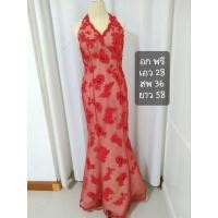ราคา ชุดเดรสราตรีลายลูกไม้สีแดง (25208915846)