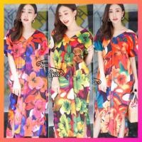 ราคา อก > 42 เดรสผู้หญิง dress เดรสลายดอก สำหรับสาวอวบ คอวี แขนสั้น ผ้าฮาวาย สีเขียว แดง ชมพู ถูก เสื้อผ้าแฟชั่น พร้อมส่ง สวย (3417281049)