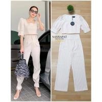 ราคา เซตเสื้อครอปแขนสามส่วน + กางเกงขายาว งานป้าย S M L (5428554741)