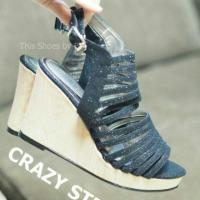ราคา พร้อมส่ง ems ฟรีคร่าาเก๋มากค่ะ กับ CRAZY STEP Glitter Wedged Ankle Style (1004226)
