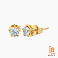 ราคา AURORA ต่างหูทองคำแท้ 75% ฝังพลอยแท้ ประจำเดือนเกิด มีนาคม * ของแท้* (2326998424)