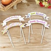 ราคา ป้ายปักเค้ก ไม้ปักเค้ก ป้ายแต่งเค้ก พร็อพป้ายธงแบนเนอร์ Happy Birthday (5648928114)