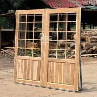 ราคา ประตูบานคู่ไม้สักทองลายลูกฟักมินิมอลญี่ปุ่น (ไม่ได้รับติดกระจก) (23448097713)