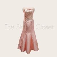 ราคา ชุดราตรียาว ออกงาน เดรสยาว เปิดไหล่ ผ้ามุ้ง สีโอรส มือสอง (2723607183)