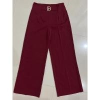 ราคา กางเกงผ้าฮานาโกะเอวสูงทรงสวย สีแดงเลืดหมู ป้าย CHER ซิปข้าง ไม่มีกระเป๋า (17333905282)