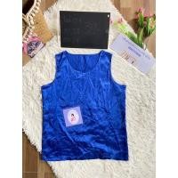 ราคา เสื้อแขนกุด สีน้ำเงินผ้าซาติน (18609875806)