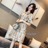 ราคา เดรสงานปัก แขนระบาย M-2XL เดรสออกงาน ชุดออกงาน งานป้าย THE CLASSIC (10786310874)