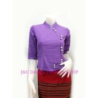 ราคา #เสื้อผ้าไทยแขนสามส่วนสีม่วง #เสื้อผ้าฝ้าย เสื้อ #เสื้อทำงาน #เสื้อผ้าฝ้ายสีม่วงแขนสามส่วน (836383685)