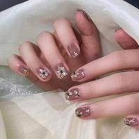 ราคา ดอกเคมีเลียสวมใส่เล็บที่ถอดออกได้ฤดูใบไม้ร่วงและฤดูหนาวดอกไม้เล็บปลอมสติกเกอร์เล็บสั้นรอบหัวเล็บชิ้น24ชิ้น (26903774867)