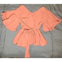 ราคา เสื้อคอวี ผูกเอว สีส้มอิฐ แขนกระดิ่ง (มือ1 S/M) (3217884372)
