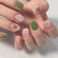 ราคา สวมใส่เล็บปลอมที่ถอดออกได้ฤดูใบไม้ผลิและฤดูร้อนสติกเกอร์เพ้นท์เล็บขนาดเล็กสดสีเขียวเล็บปลอม (29453780332)