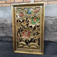 ราคา งานไม้ฉลุ ไม้แกะสลัก งานแฮนด์เมด ออกแบบลวดลาย สวยงาม สีทองเก่าโบราณ (ขนาดกว้าง 13 x สูง 21 นิ้ว) (25978276850)