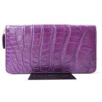 ราคา กระเป๋าสตางค์ผู้หญิงหนังจระเข้แท้ 100% รุ่นซิปรอบ size M ใส่การ์ด บัตรเครดิต สีม่วง หนังสวยเงางาม (29758792435)