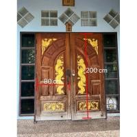 ราคา ประตูไม้สักแท้ พร้อมเหล็กดัดทั้งชุด มือสอง (19886143543)