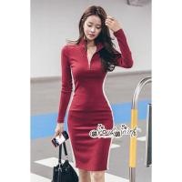 ราคา เสื้อผ้าแฟชั่นสไตล์เกาหลี ชุดเดรสยาว Dress ชุดเดรสสวยเพรียวสุดชิคSize Lสีแดงพร้อมส่ง สวยเหมือนแบบ (2137233552)