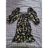 ราคา เดรสดำลายเลมอนระบายชายกระโปรง (11995049831)