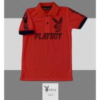 ราคา เสื้อโปโลคอปก​ สกรีนลาย​ Playboy สีแดง 01 (7474275698)