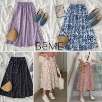 ราคา กระโปรงลายดอกเกาหลี กระโปรงผ้าชีฟองเอวสูงยืด ใส่สบาย (21683494783)