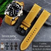 ราคา สายนาฬิกาข้อมือ สายหนังวัวแท้ แบบหนา ขนาด 18 มม. 20 มม. 22 มม. 24 มม. สําหรับผู้ชาย (18827435378)