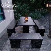 ราคา ชุดโต๊ะปูนสนาม สไตล์โมเดิร์น วัสดุเป็นปูนแผ่นเสริมเหล็ก ทนแดดทนฝน ส่งตรงจากโรงงาน ชุด 8 ที่นั่งพาดยาว สีดำสลัดขาว (19644159964)