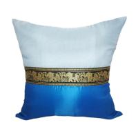 ราคา ปลอกหมอน/หมอนอิง/หมอนตกแต่งสไตล์ลายไทย สีฟ้า (Thai Pillow Cover) (19635079688)