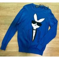 ราคา เสื้อสเวตเตอร์ ผู้ชาย สีน้ำเงิน ยี่ห้อ Playboy ผ้าไหมพรม เอว-แขนจั๊ม ใหม่ไม่เคยใส่ ลายกระต่ายน่ารัก ผ้านุ่มมาก size M (632489175)
