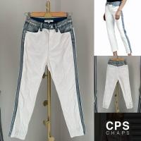 ราคา CPS Chaps แท้กางเกงยีนส์สีขาวผ้ายืด แต่งแถบสียีนส์ตัดกันสวยมาก (26556186525)