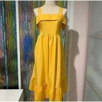ราคา ชุดเดรสสีเหลืองมัสตาร์ด ผูกหลัง (2345940811)