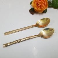 ราคา Brass Byfa ข้อนชาทองเหลือง F1207 ลายไผ่ F1208 เรียบ (10700593143)