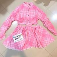 ราคา เดรสกระโปรงสีชมพู ลายสก๊อต งานป้าย YPY ypy y.p.y (9415558914)