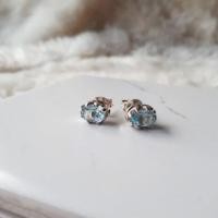 ราคา Blue Topaz Earring ต่างหูบลูโทพาส พลอยเจีย สีฟ้า สวยมาก ตัวเรือนเงินแท้ 925 (1851818016)