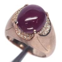 ราคา เเหวนผู้ชายพลอยแท้ ทับทิม สีแดง 12 x 13 mm. ล้อม เพทาย-ขาว เงินแท้ 925 ชุบนาค (rose gold) ไซร์แหวน 9 (16395426252)